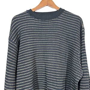 Vintage Perry Ellis Crewneck Dad Sweater Long Sleeve BLue Oversize - L